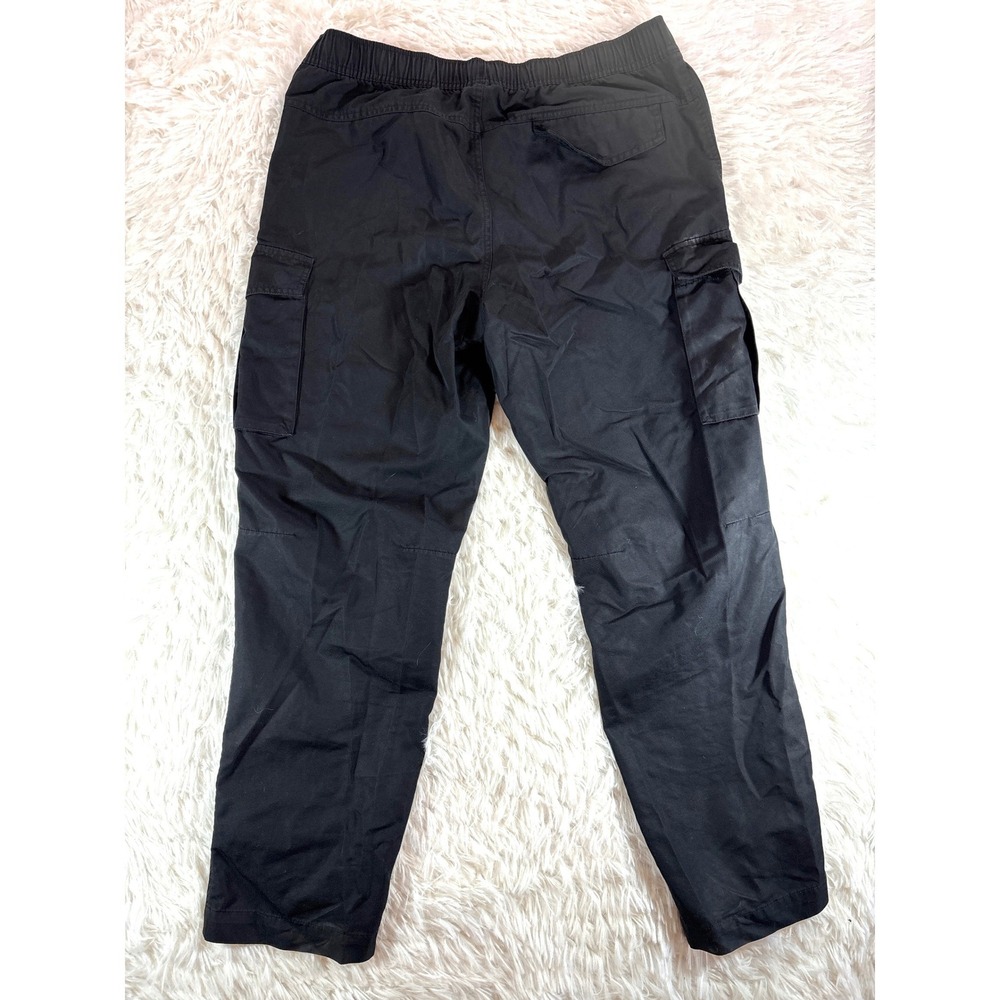 CSG Mens Black Cargo Pants Elastic Waist Cotton Nylon Utility Trousers Size L - Picture 2 of 10